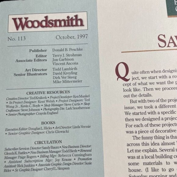 Vintage Woodsmith Woodworking Magazine u Vol 19 Issue 113 October 1997 Curio Ca - Picture 4 of 8